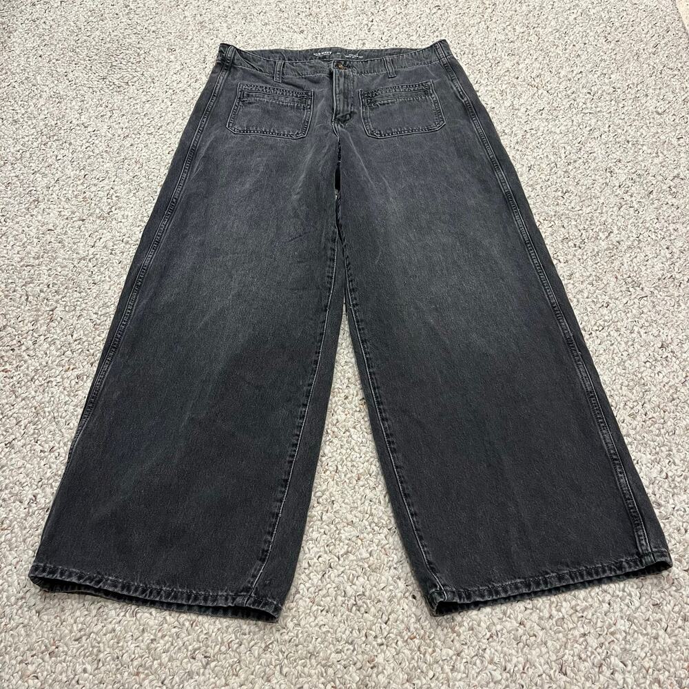 Old Navy Drapey Denim Baggy Wide Leg Jeans 12 Black Casual Comfort Normcore
